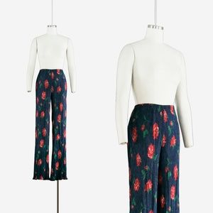 Escada Pleated Floral Pants Rose XS SM Boho 34 36